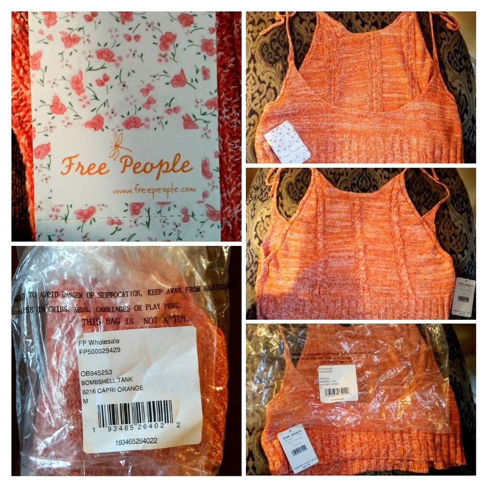 NWT🍁 FREE PEOPLE 🍁Cute BOHO Orange Tank Top!